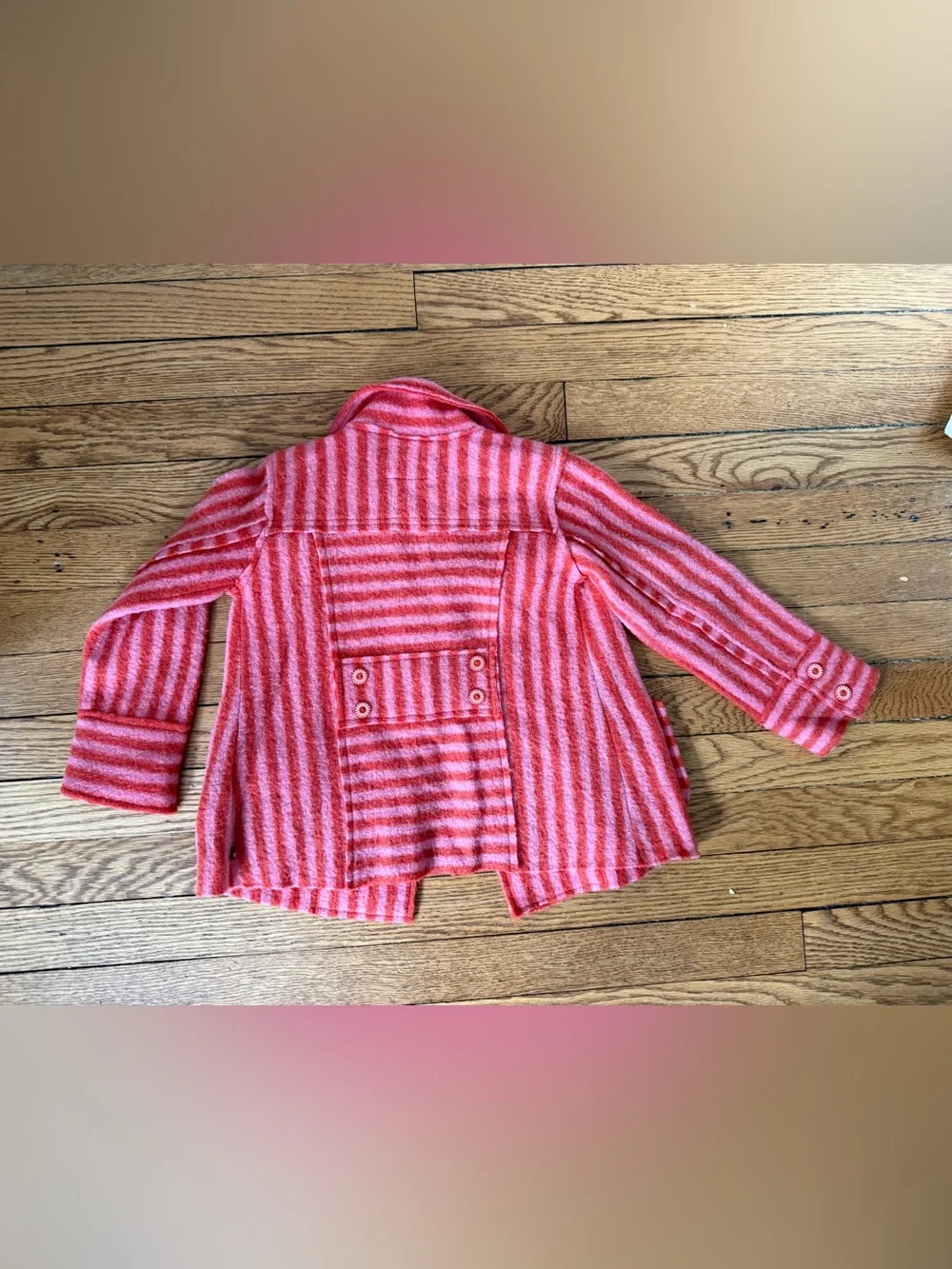 Oilily Pink & Coral Striped Kids Peacoat - Size 92 (2T)